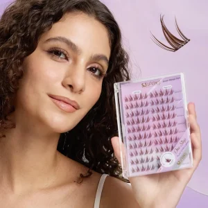Natural Brown Self Adhesive Cluster Lashes Pre Glued Lashes Synthetic Hair Eyelashes No Glue Need Pre Mapped Anime Lashes