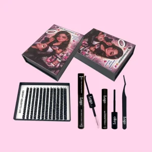 Natural Cluster Lash Set Private Label Lash Clusters Kit with Spikes and Bottoms