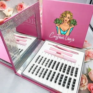 Natural Cluster Lashes Extension Kit Mix Curl DIY Eyelash Extensions with Individual Segmented Lashes and Tweezers Glue