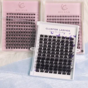 Natural Clusterlashes 8mm 24mm Natural Clusterlashes Private Label Thin Band Natural Cluster Lashes Glue Free Waterproof