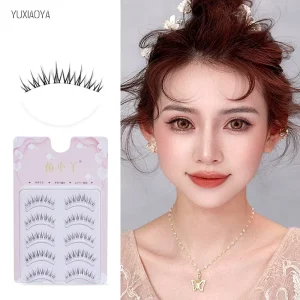Natural Curl and Cross False Eyelashes Handmade Transparent Band Lashes 5 Pairs of Eye Lash