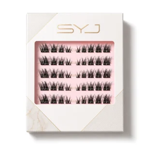 Natural Easy Wear No Glue Synthetic Cruelty Free Handmade Black Diy Lashes Eyelash Extension False Pre Cut