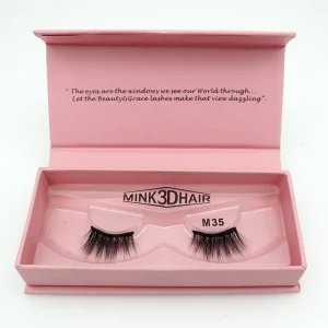 Natural Effect Wispy Handmade Eyelashes Real Mink 3D Cross Section Cruelty Free Black Cotton Stalk Clear Tray Custom Package OEM