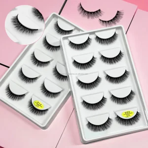 Natural Eyelashes 3D Faux Mink Volume Short Mink Lashes Messy Voluminous Strip Lash Vendor Bulk