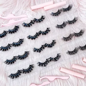 Natural Eyelashes 3D Mink Lashes Private Label Lash Strips 25MM Mink 3D Eyelash with Box
