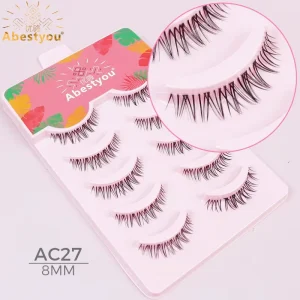 Natural Eyelashes 3D Real Synthetic Volume Short Cruelty Free Glow Dark Messy for Strip 10mm