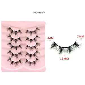 Natural Eyelashes Full Strip False Lashes 0.1mm Faux Mink Synthetic Fiber Lashes with Custom Box Packaging