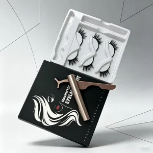 Natural False Eyelashes Magnetic Eyelash Kit Mix Synthetic Hair Thick Full Strip Eyelashes Magnets Custom Logo Glue Free Lashes