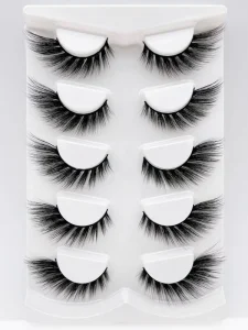 Natural Faux Mink Eyelash Strips Thick Black Band Full Strip Lashes Fox Cat Eye Black Fake Natural Eyelashes
