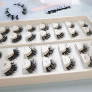 Natural Faux Mink Eyelashes Private Label Hand Made False Lashes 3D Full Strip Lashes with Custom Box Packaging 12mm