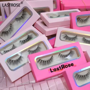 Natural Faux Mink Eyelashes Vegan False Lash Strip Cruelty Free Wispy Lashes With Paper Box