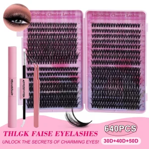 Natural Faux Mink Handmade 30D 40D 50D D for Pre Cut Segment DIY Cluster Lashes Kit Full Strip Eyelashes with Private Label