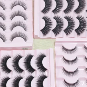 Natural Faux Mink Handmade 3D Volume 12 Rows Cruelty Free Reusable Eyelash Strips Thin Full Strip