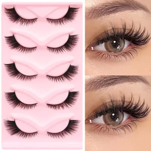 Natural Faux Mink Lashes Winged Handmade Synthetic Hair False Cat Eye Fox Makeup Full Strip Eyelashes