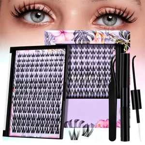 Natural Faux Mink Silk Korean PBT Fiber Lightweight Reusable 10-14mm Individual Cluster Eyelashes