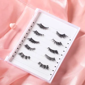 Natural Faux Mink Vegan Eyelashes Press on Half Lash Pre glued Half Lashes Self Adhesive Corner Lashes No Need Glue