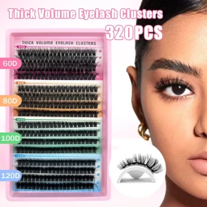Natural Fluffy Cluster Lashes Thick Segmented Mixed 60P 80P 100P 120P Hot Melt Eyelashes