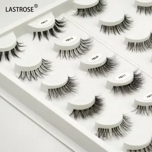 Natural Fluffy Faux Mink Eyelash Strips Eye Lashes clear Band False Natural Eyelashes