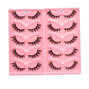 Natural Fluffy Faux Mink Wispy Fox Eye and Cat Eye Lashes with Lash Extension Look 3D Synthetic Fiber Natural Long