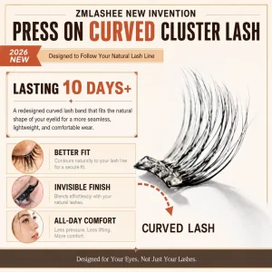 Natural Fluffy Self Adhesive Pre Glued Lash Clusters Press on Cluster Lashes High Quality Curve Lash Clusters