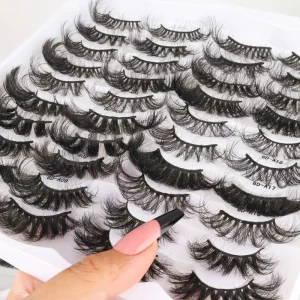 Natural Fluffy Wispy Faux Mink Eyelashes Soft Full Strip Lashes 100% 25Mm 3D Mink Fake Eyelashes