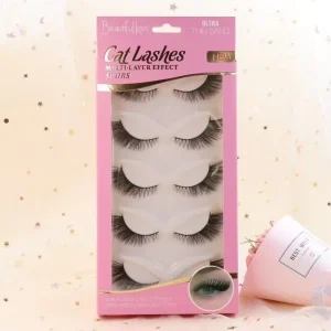 Natural Fox Style Angled Cat Eye Handmade Cruelty Free False Eyelashes Black Stiff Synthetic Hair Lash Extensions Lengths