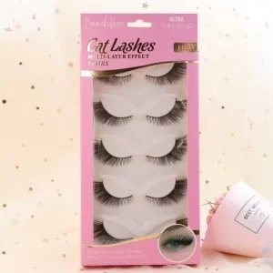 Natural Fox Style Angled Cat Eye Lash Extensions Black Stiff Synthetic Hair False Eyelashes Lengths