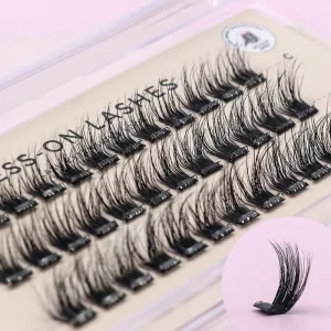 Natural Full Strip 3D for Eyelashes Clear Band Pre-Bond DIY Cluster Lashes Individual Pre-Glued Press Lashes Cruelty-Free