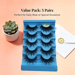 Natural Full Strip Eyelashes 3d Handmade 5 Pairs False Lashes Fluffy Strip Vendor Bulk Lashes