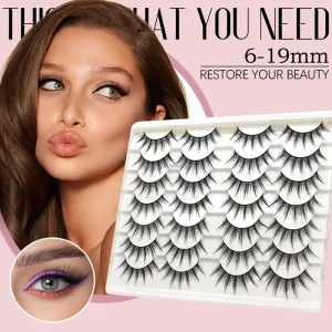 Natural Full Strip Lashes Vegan 3D Eyelashes with Fluffy Clear Band OEM Full Strip Eyelashes Length Mix Thickness