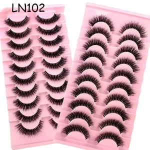 Natural Full Strip Mink Eyelashes Faux Lashes 10 Pairs Vendors 18mm 22mm 25mm 3d 5d Short Fluffy Curly Mink Eyelash