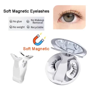 Natural Full Strip Soft Magnetic False Eyelashes Kit with C/D Curl Reusable Extensions Soft Magnet Band Applicator