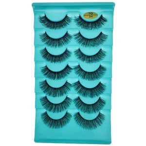 Natural Full Strip Vegan Mink Faux Eyelashes Fluffy False Eyelashes with Clear Band Synthetic Hair Makeup Full Strip Eyelashes