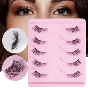 Natural Half Band Lashes Premium Vegan Faux Mink Eye Lashes False Clear Band Eyelashes