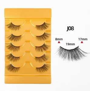 Natural Half Strip Eyelashes 5 Pairs Soft Black Band Fox Eye Cat Eye False Lashes Reusable Daily Wear