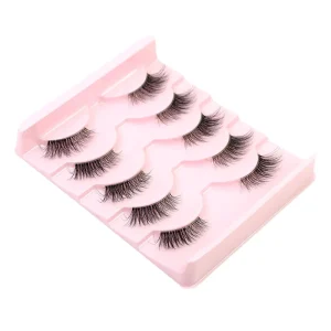 Natural Half Strip Lashes clear Band 5 Pairs Half Corner Eyelashes Invisible Band Half Eye Lashes