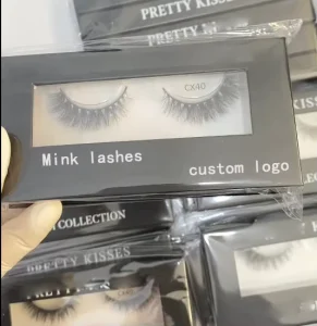 Natural Hand Made Real Mink Eyelashes Private Label Full Strip Eyelashes Fluffy Mink Fur Eyelashes with Custom logo