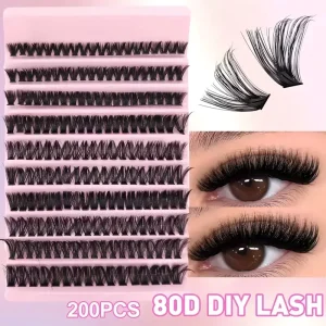 Natural Individual DIY Lash Clusters Segmented Eyelashes Clear Band Lash Cluster D Curl Kit Custom Logo