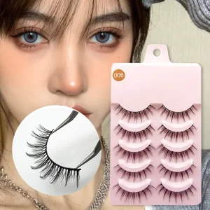 Natural Lash 5 Pairs Handmade Eyelashes for Makeup Korean Lashes Kit 10mm Synthetic Hair Eyelashes False Lashes