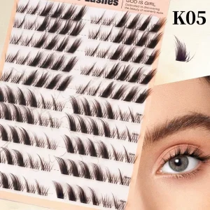 Natural Lash Cluster Brown Color Winged D Curl DIY Lashes Wispy Lashes Extensions Segmented False Eyelashes