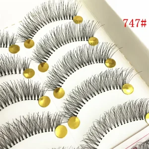 Natural Lashes 10 Pairs Extensions Strip Lashes Natural Look Slender Elongation Eyelashes 12mm Cat Eye False Eyelashes