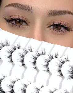 Natural Lashes Extensions Strip Lashes Natural Look Thin Band Wispy Eyelashes 13mm Cat Eye False Eyelashes Foxy Eye