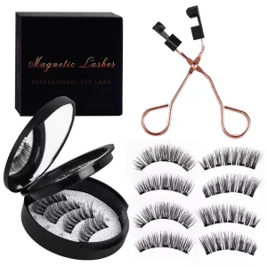 Natural Length 3D Effect Strip Fiber False 5 Magnetic Eyelash Powerful Magnets Custom Logo Box 3 Seconds Application