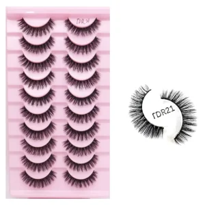 Natural Length 7-15mm 3D Mink False Eyelash Eyelashes 10 Pairs 8D Mink Eyelashes