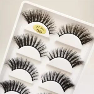 Natural Long 5 Pairs Faux Mink Hair Fake Eyelashes Thick Curled Full Strip Eyelash Extension 3D Synthetic Lashes G806