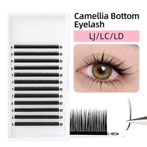 Natural Long 6-8mm LJ LB LC Handmade Eyelash Extensions Soft Matte Black Lash Trays Camellia