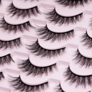 Natural Look 3D Fluffy False Eyelashes with Cotton Band Soft Lightweight Medium Length to Fit All Eye Shapes Reusable