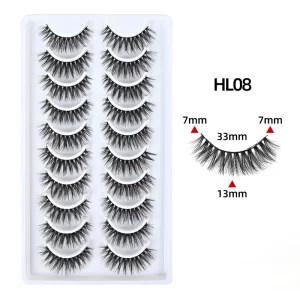 Natural Look Cat Eye Faux Mink False Eyelashes Self adhesive Reusable Lightweight Wispy Volume Strip Custom Color