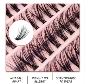 Natural Look Deep-Wave False Eyelashes Cluster Lashes Kit with Plastic Cotton Band