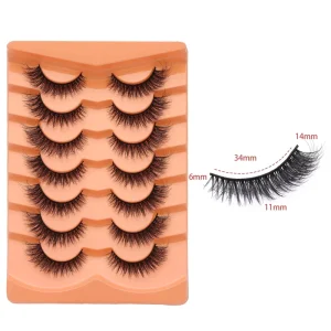 Natural Look Fake Eyelashes Cat Eye Lashes Mink Fluffy Strip False Lashes Fox Eye Lashes Pack 7 Pairs